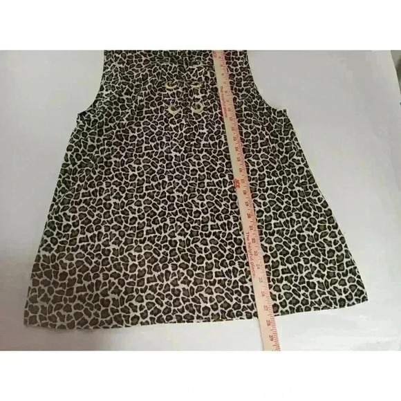 Michael Kors Women's Animal Print Lace Up Black Brown Sleeveless Tank Top sz L - Picture 8 of 11